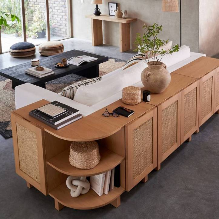 Dos de canapé chêne et cannage Arty