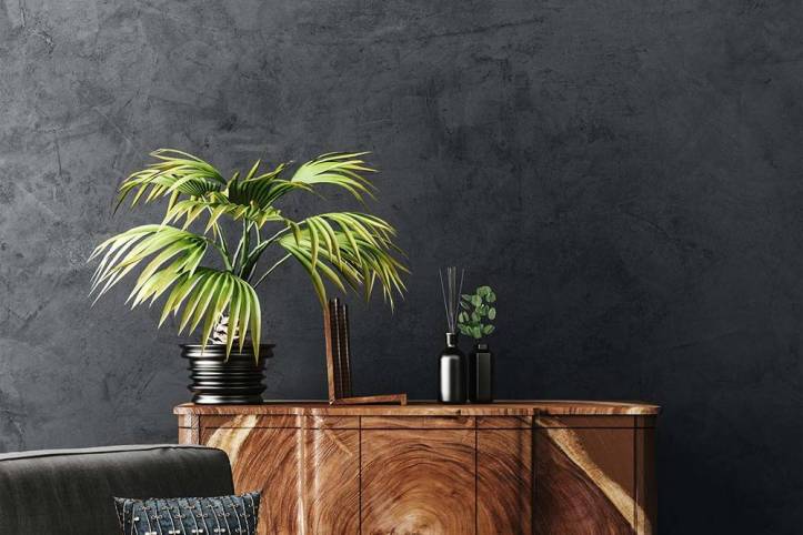 Un mur d'accent effet béton pour donner du caractère à la déco